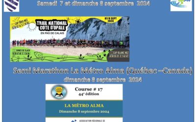 Le grand rendez vous de début de saison le Trail côte d’Opale les 7 et 8 septembre et voyage outre atlantique avec une course au Québec