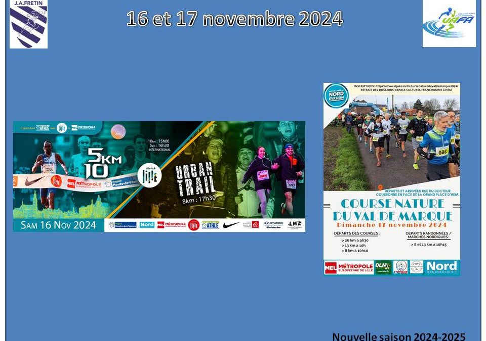 De la course sur route au Trail ;  de Lille au Val de Marque un week-end plein de bonnes surprises ces 16 et 17 novembre 2024