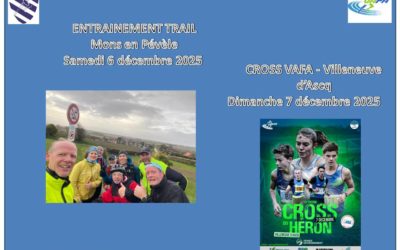 6/12 entraînement trail du week-end et du dimanche 7/12 le cross VAFA à Villeneuve d’Ascq