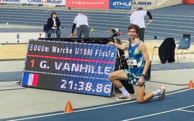 Gabin Vanhille – Champion de France U18 5.000m marche athlétique indoor à Miramas